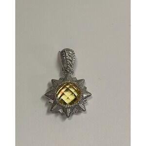 Judith Ripka Sterling Silver Citrine Sunburst Enhancer Pendant Yellow Starburst
